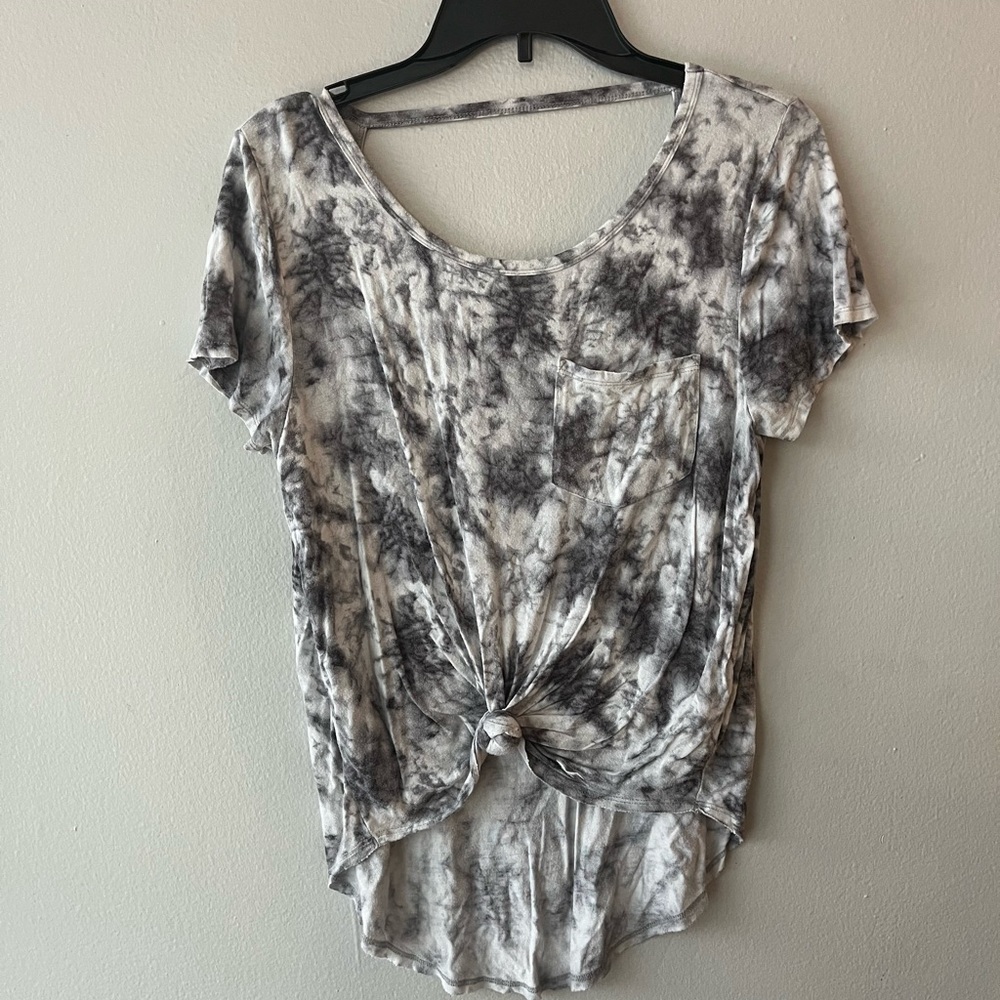 White and Grey Tie Dye Shirt